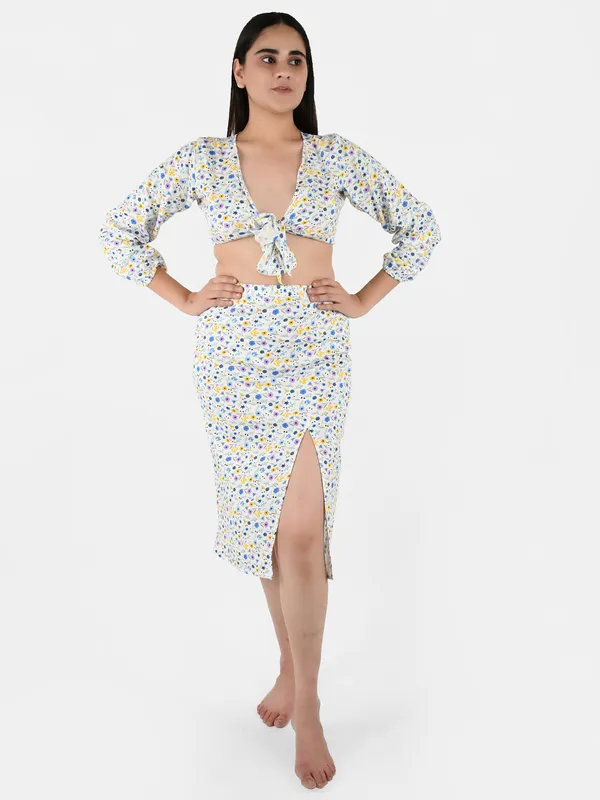 White_Floral_Printed_Top_&_Skirt__For_Women