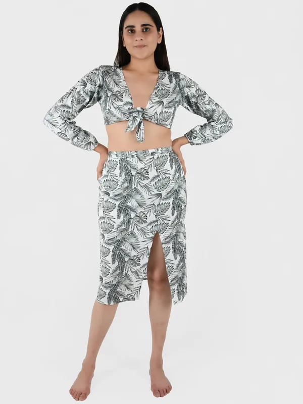 Grey_Tropical_Printed_Top_&_Skirt