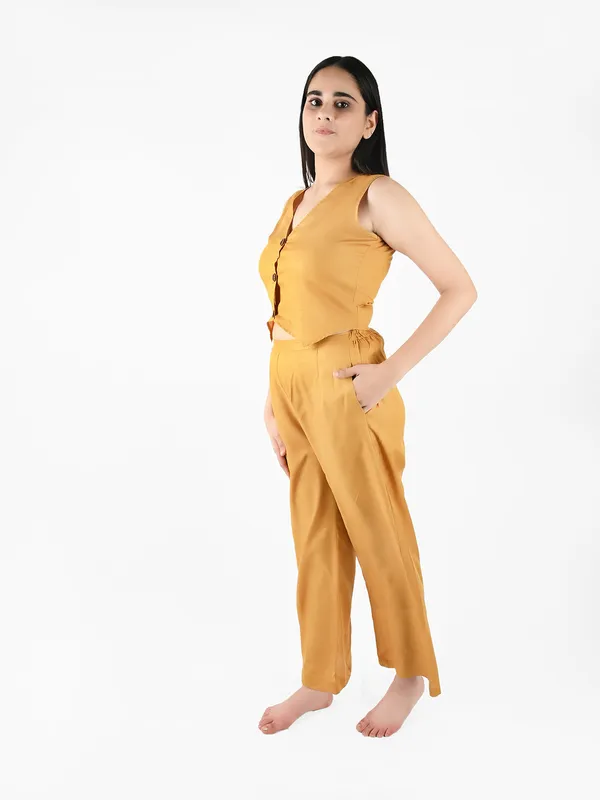 Mustard_Solid_Waist_Coat_Top_&_Pants