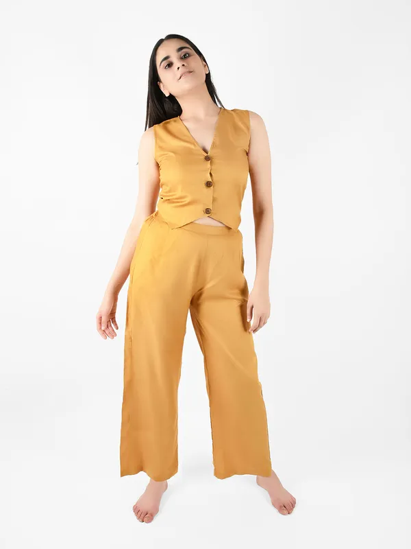 Mustard_Solid_Waist_Coat_Top_&_Pants