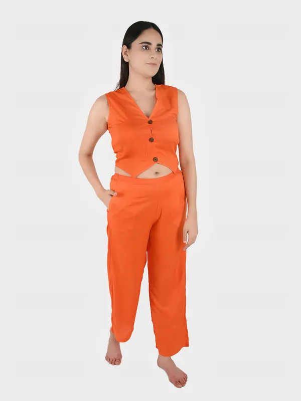 Orange_Solid_Waist_Coat_Top_&_Pants
