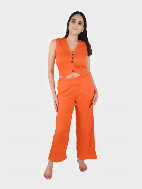 Orange_Solid_Waist_Coat_Top_&_Pants