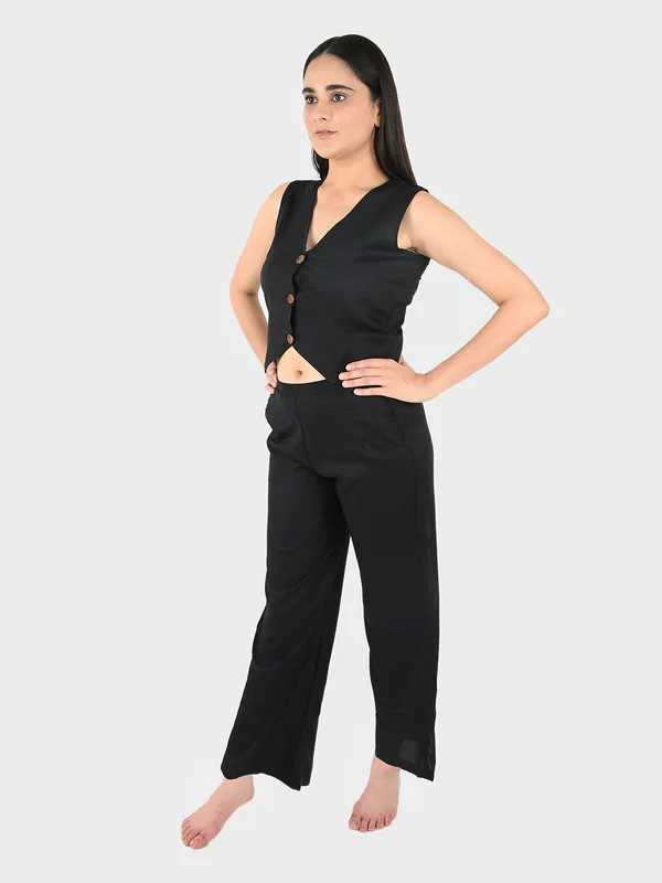 Black_Solid_Waist_Coat_Top_&_Pants_Set