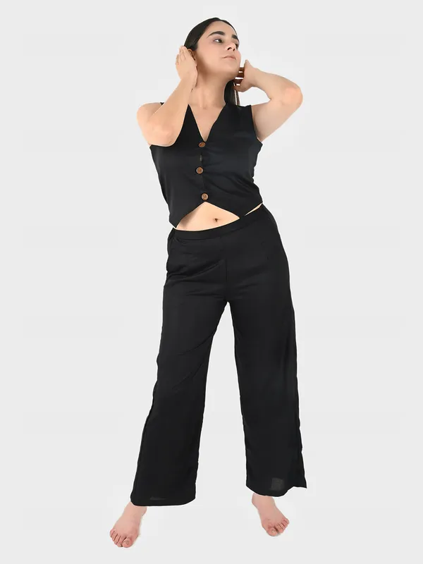 Black_Solid_Waist_Coat_Top_&_Pants_Set