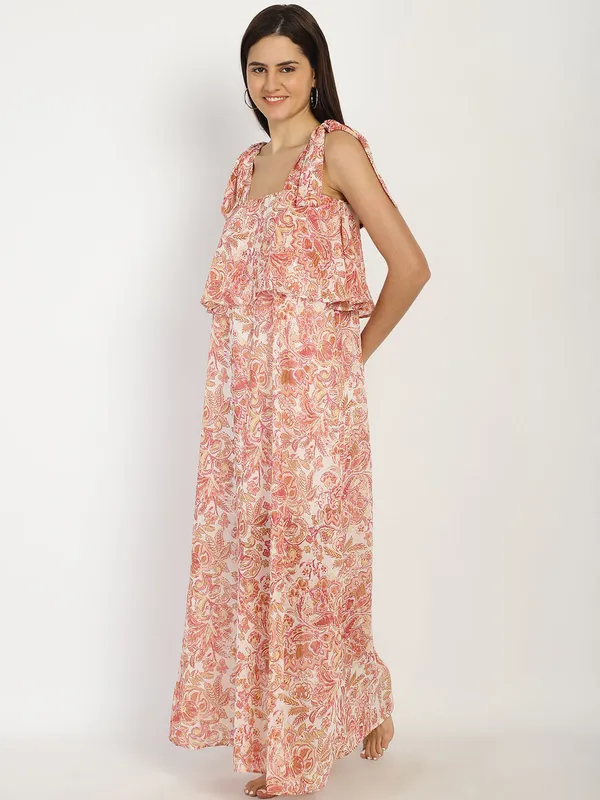 Peach_Paisley_Printed_Maxi_Frill_Dress_for_Women