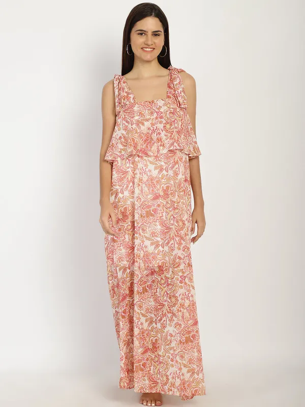 Peach_Paisley_Printed_Maxi_Frill_Dress_for_Women