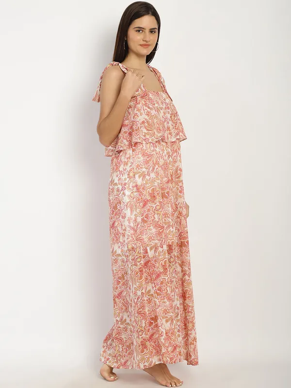 Peach_Paisley_Printed_Maxi_Frill_Dress_for_Women