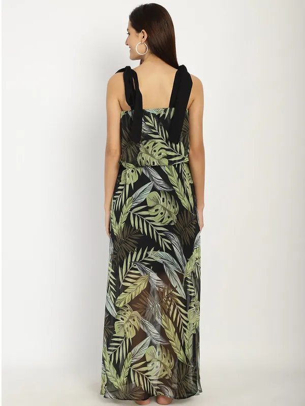 Black_Tropical_Printed_Maxi_Frill_Dress_for_Women