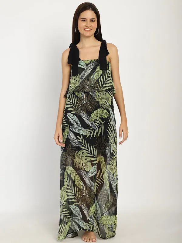 Black_Tropical_Printed_Maxi_Frill_Dress_for_Women