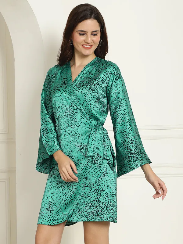 Green_Printed_Wrap_Around_Dress_for_Women