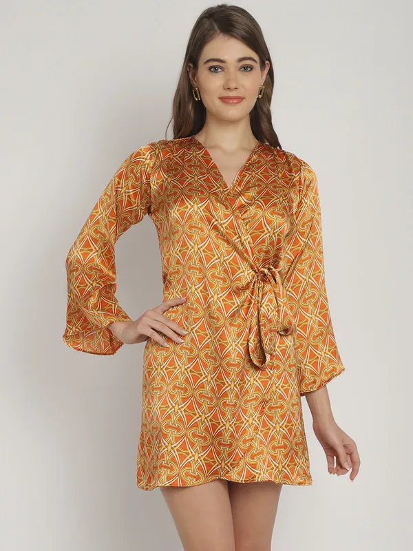 Mustard_Satin_Printed_Wrap_Around_Dress_for_Women