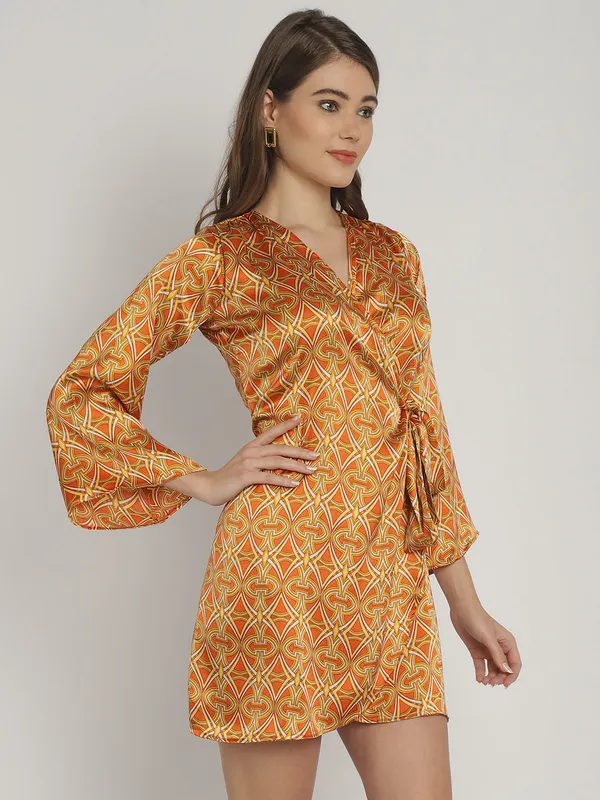Mustard_Satin_Printed_Wrap_Around_Dress_for_Women
