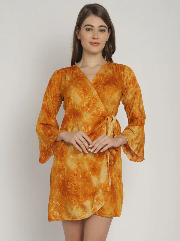 Mustard_Tie_&_Dye_Printed_Wrap_Around_Dress_for_Women
