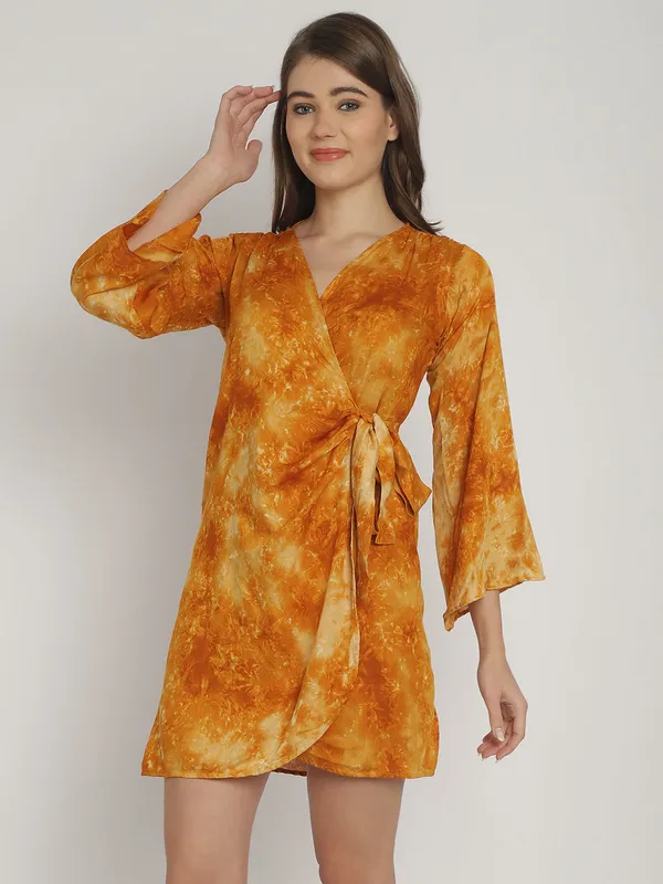Mustard_Tie_&_Dye_Printed_Wrap_Around_Dress_for_Women