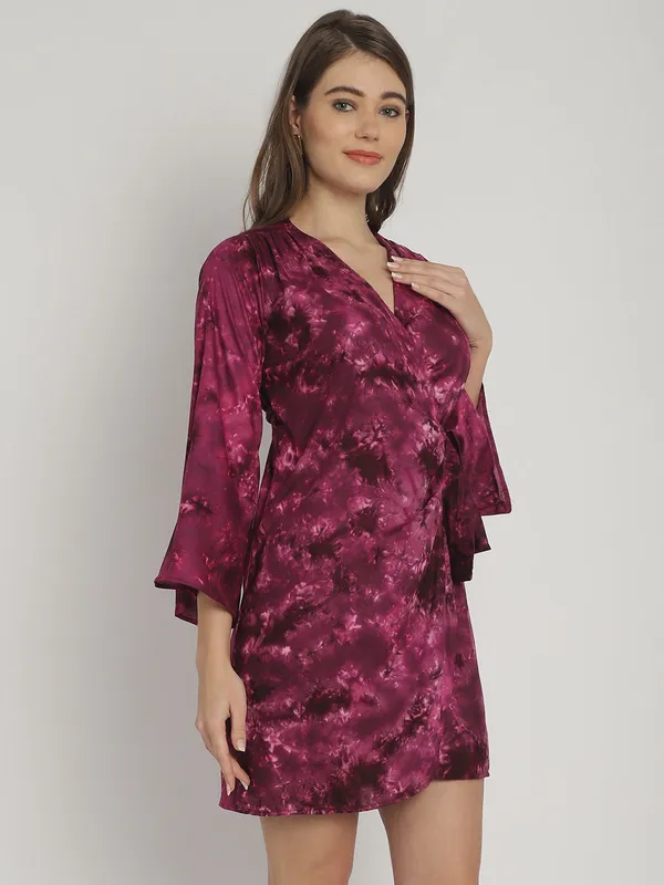 Wine_Tie_&_Dye_Printed_Wrap_Around_Dress_for_Women