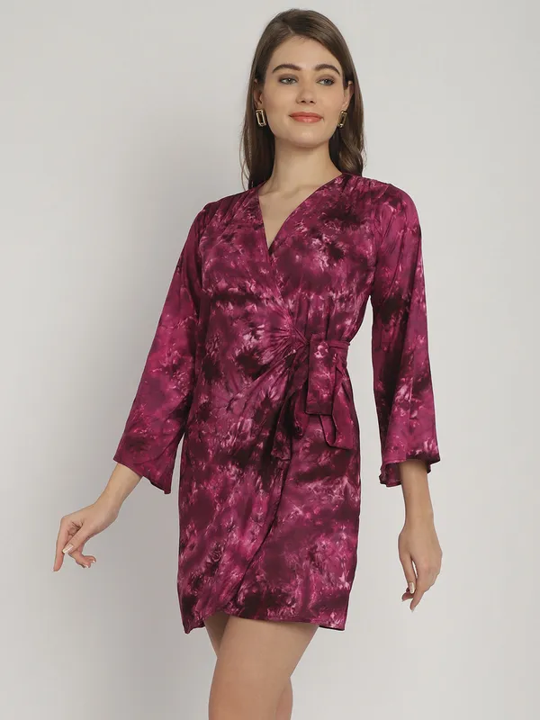 Wine_Tie_&_Dye_Printed_Wrap_Around_Dress_for_Women