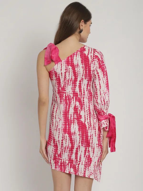 Pink_Tie_&_Dye_Printed_One_Shoulder_Dress_for_Women
