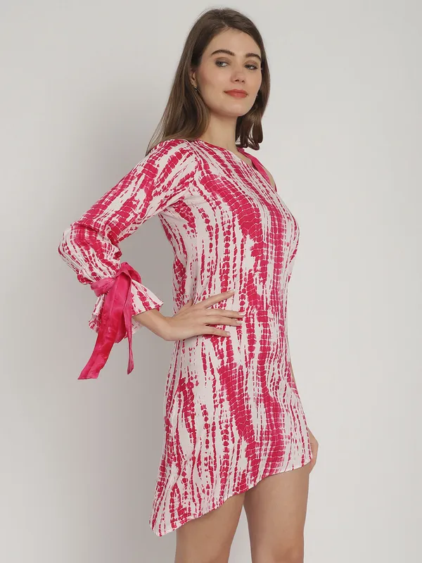 Pink_Tie_&_Dye_Printed_One_Shoulder_Dress_for_Women