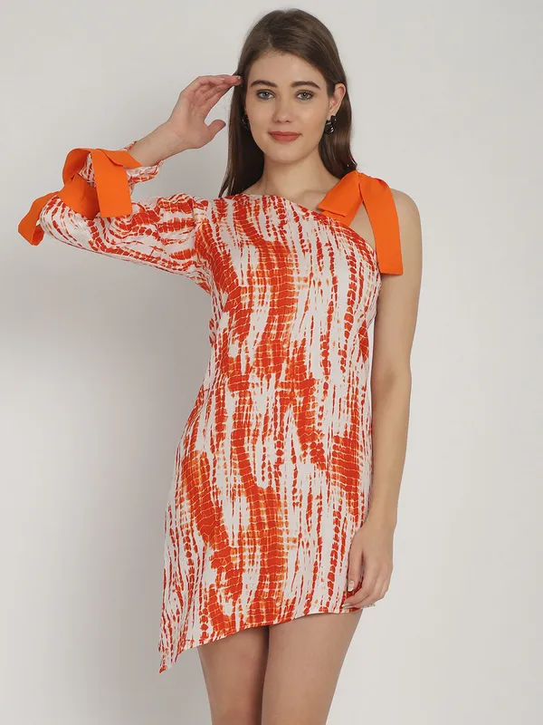 Orange_Tie_&_Dye_Printed_One_Shoulder_Dress_for_Women