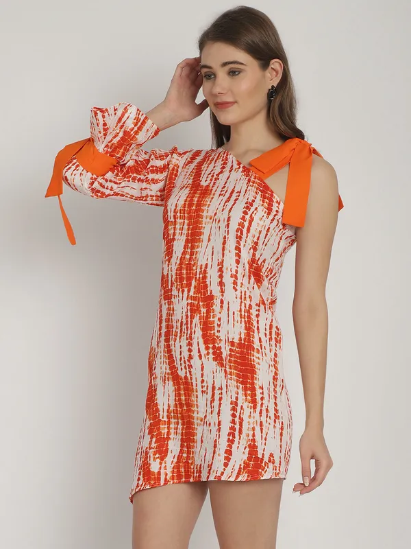 Orange_Tie_&_Dye_Printed_One_Shoulder_Dress_for_Women