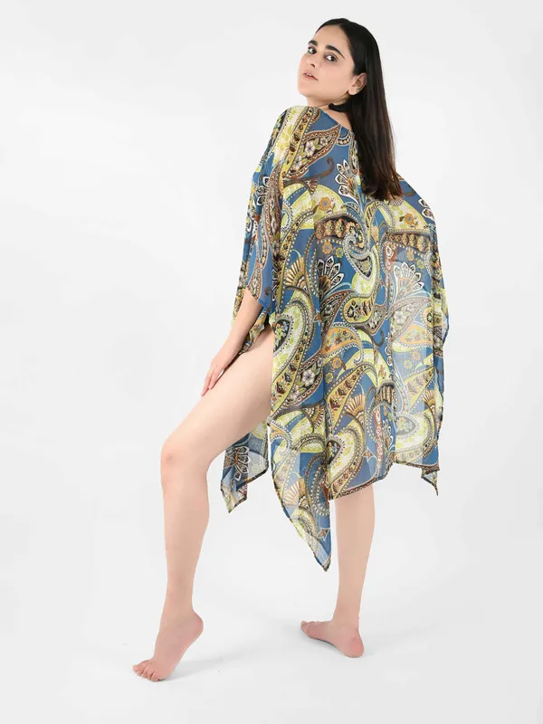 Blue_Paisley_Printed_Poncho_Cover-Up_Kaftan_for_Women
