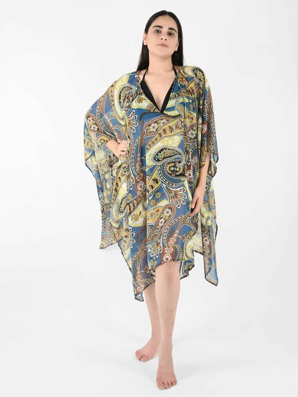 Blue_Paisley_Printed_Poncho_Cover-Up_Kaftan_for_Women