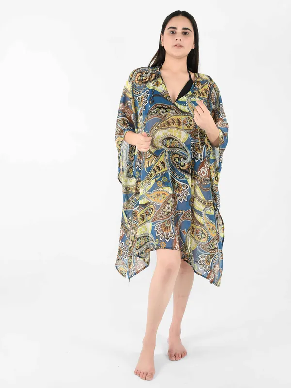 Blue_Paisley_Printed_Poncho_Cover-Up_Kaftan_for_Women