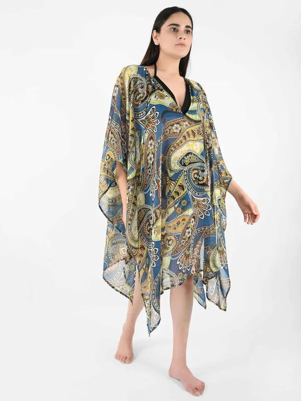 Blue_Paisley_Printed_Poncho_Cover-Up_Kaftan_for_Women