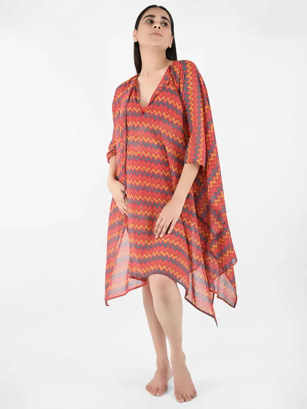 Red_Zig-Zag_Printed_Poncho_Cover-Up_Kaftan_for_Women