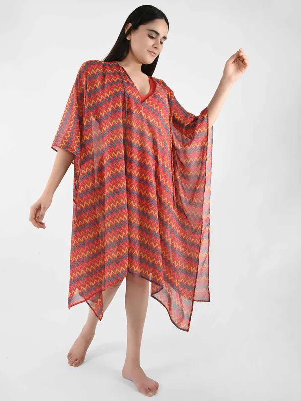 Red_Zig-Zag_Printed_Poncho_Cover-Up_Kaftan_for_Women