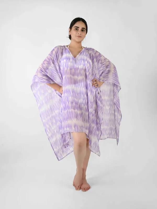 Lavender_Stroke_Printed_Poncho_Cover-Up_Kaftan_for_Women