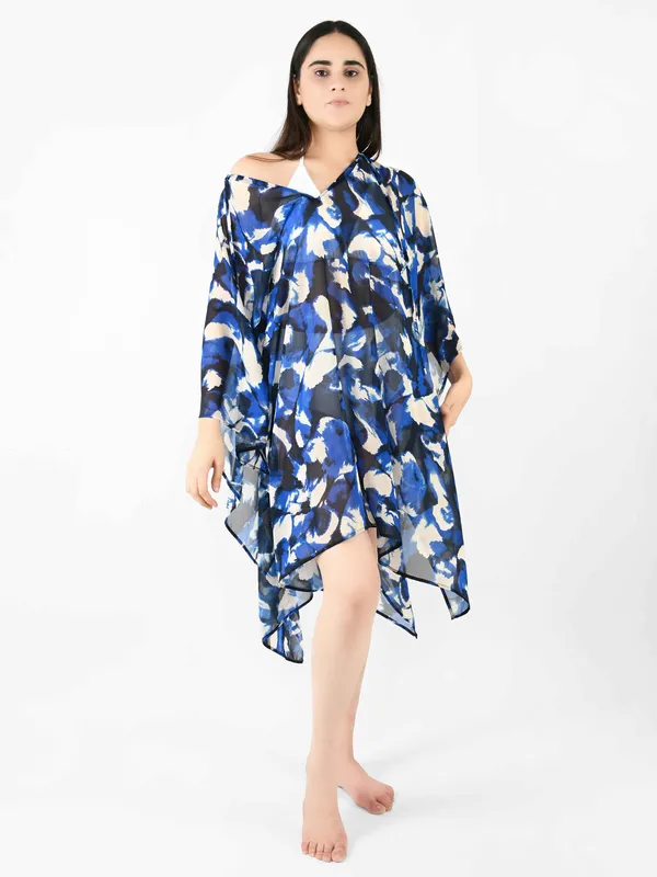 Blue_Abstract_Printed_Poncho_Cover-Up_Kaftan_for_Women