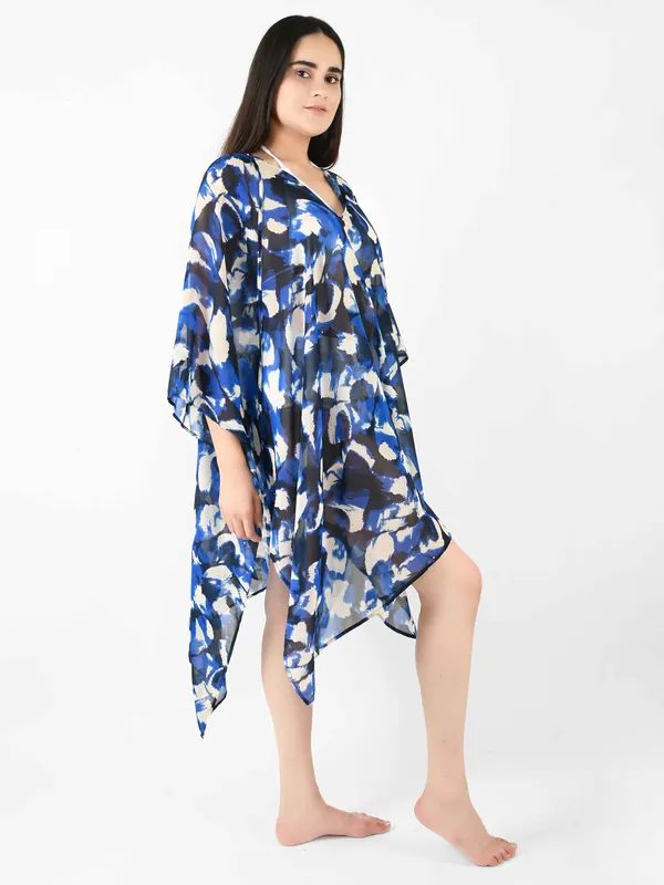 Blue_Abstract_Printed_Poncho_Cover-Up_Kaftan_for_Women
