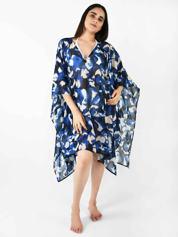 Blue_Abstract_Printed_Poncho_Cover-Up_Kaftan_for_Women