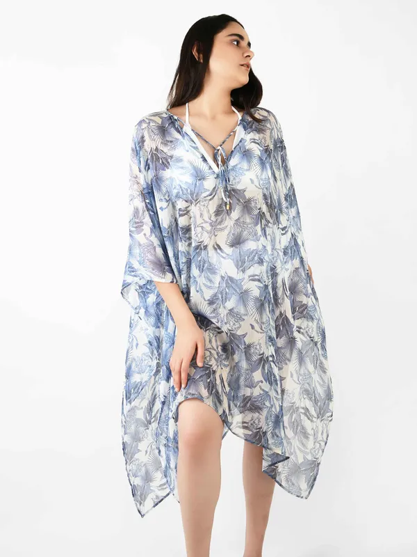 Blue_Leaf_Printed_Poncho_Cover-Up_Kaftan_for_Women