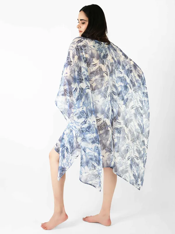 Blue_Leaf_Printed_Poncho_Cover-Up_Kaftan_for_Women