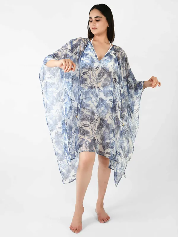 Blue_Leaf_Printed_Poncho_Cover-Up_Kaftan_for_Women