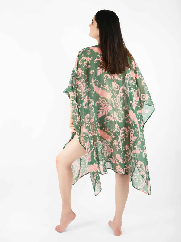 Green_Paisley_Printed_Poncho_Cover-Up_Kaftan_for_Women