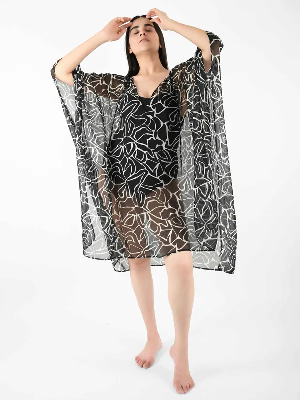Black_Abstract_Printed_Poncho_Cover-Up_Kaftan_for_Women