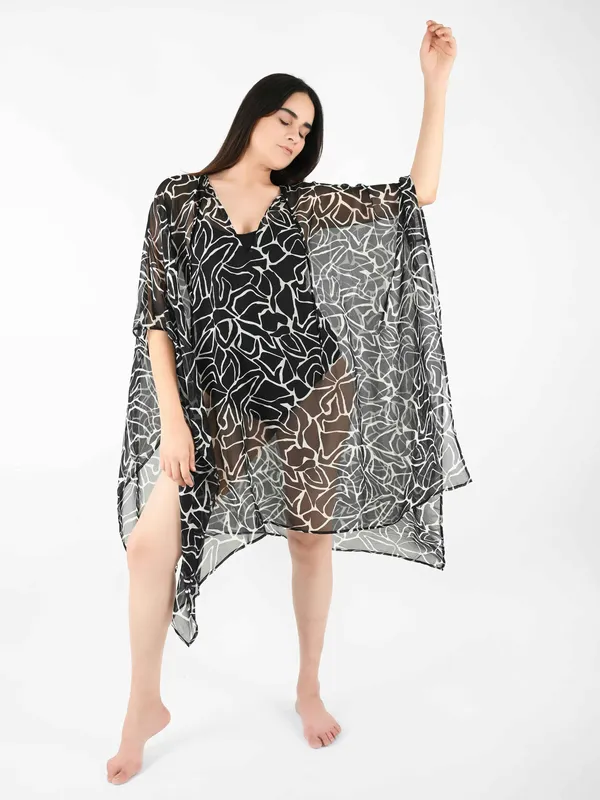 Black_Abstract_Printed_Poncho_Cover-Up_Kaftan_for_Women