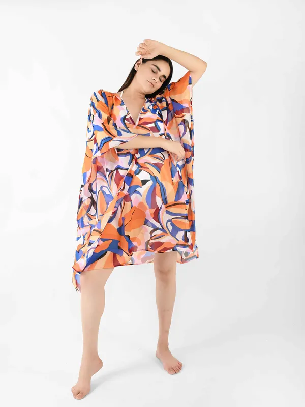 Multi_Abstract_Printed_Poncho_Cover-Up_Kaftan_for_Women