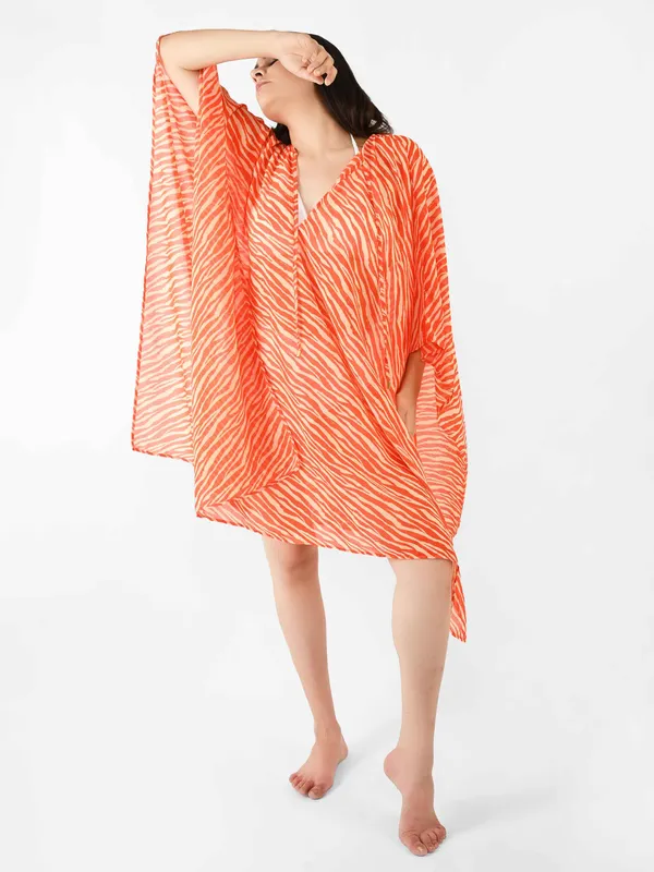 Orange_Strokes_Printed_Poncho_Cover-Up_Kaftan_for_Women