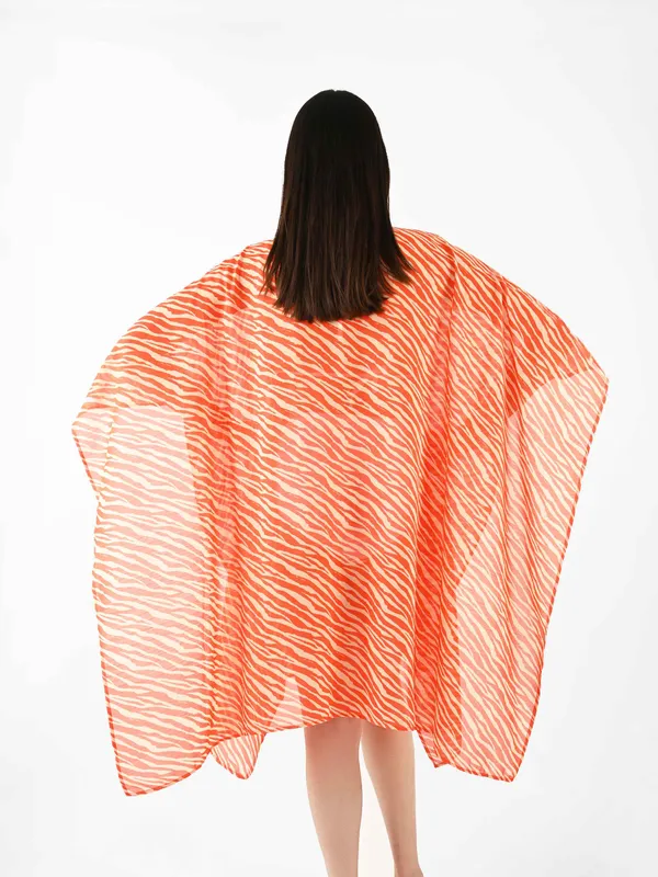 Orange_Strokes_Printed_Poncho_Cover-Up_Kaftan_for_Women