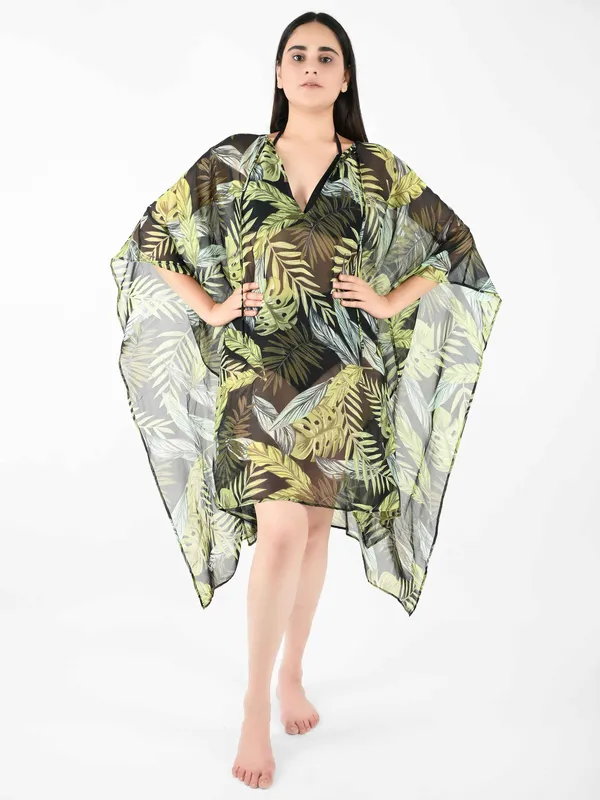 Black_Tropical_Printed_Poncho_Cover-Up_Kaftan_for_Women