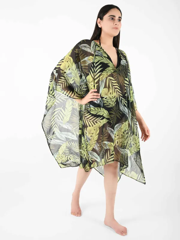 Black_Tropical_Printed_Poncho_Cover-Up_Kaftan_for_Women