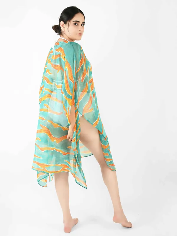 Green_Abstract_Printed_Poncho_Cover-Up_Kaftan_for_Women