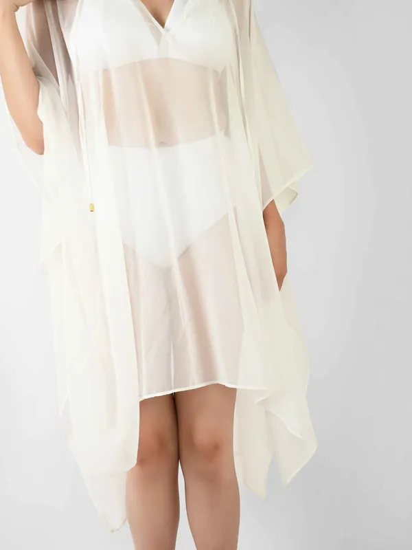 White_Solid_Poncho_Cover-Up_Kaftan_for_Women