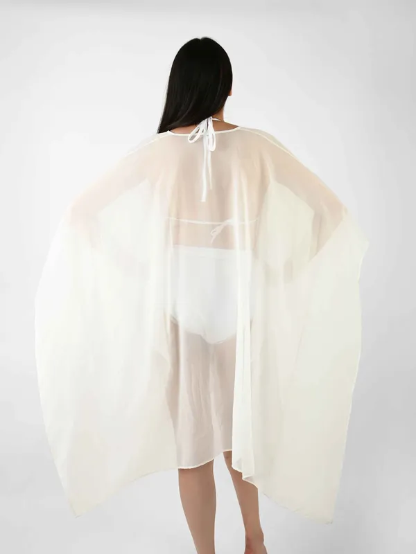 White_Solid_Poncho_Cover-Up_Kaftan_for_Women