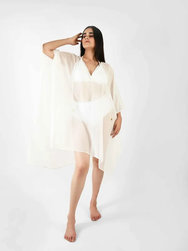 White_Solid_Poncho_Cover-Up_Kaftan_for_Women