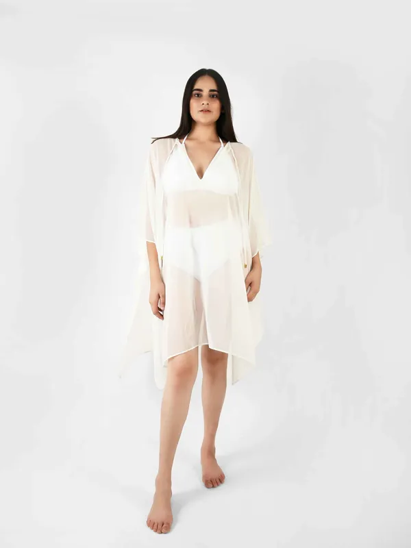 White_Solid_Poncho_Cover-Up_Kaftan_for_Women